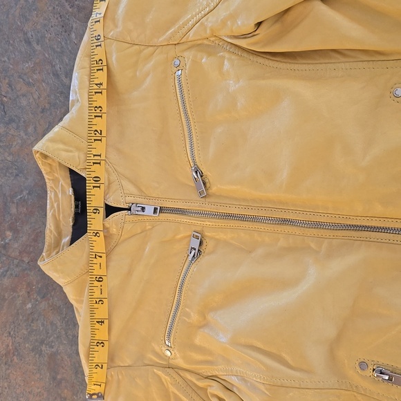 Mauritius Womens Yellow Leather Moto Jacket - Picture 6 of 10